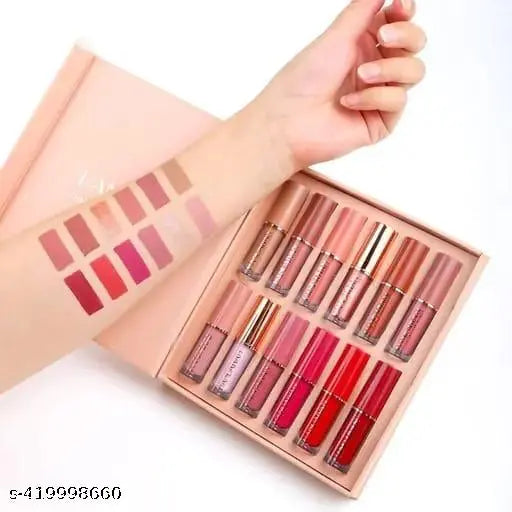Beauzy™ Velvet Matte Liquid Lipstick Set – Waterproof, Long-Lasting, Non-Stick – 12 Nude Shades Gift Kit for Women