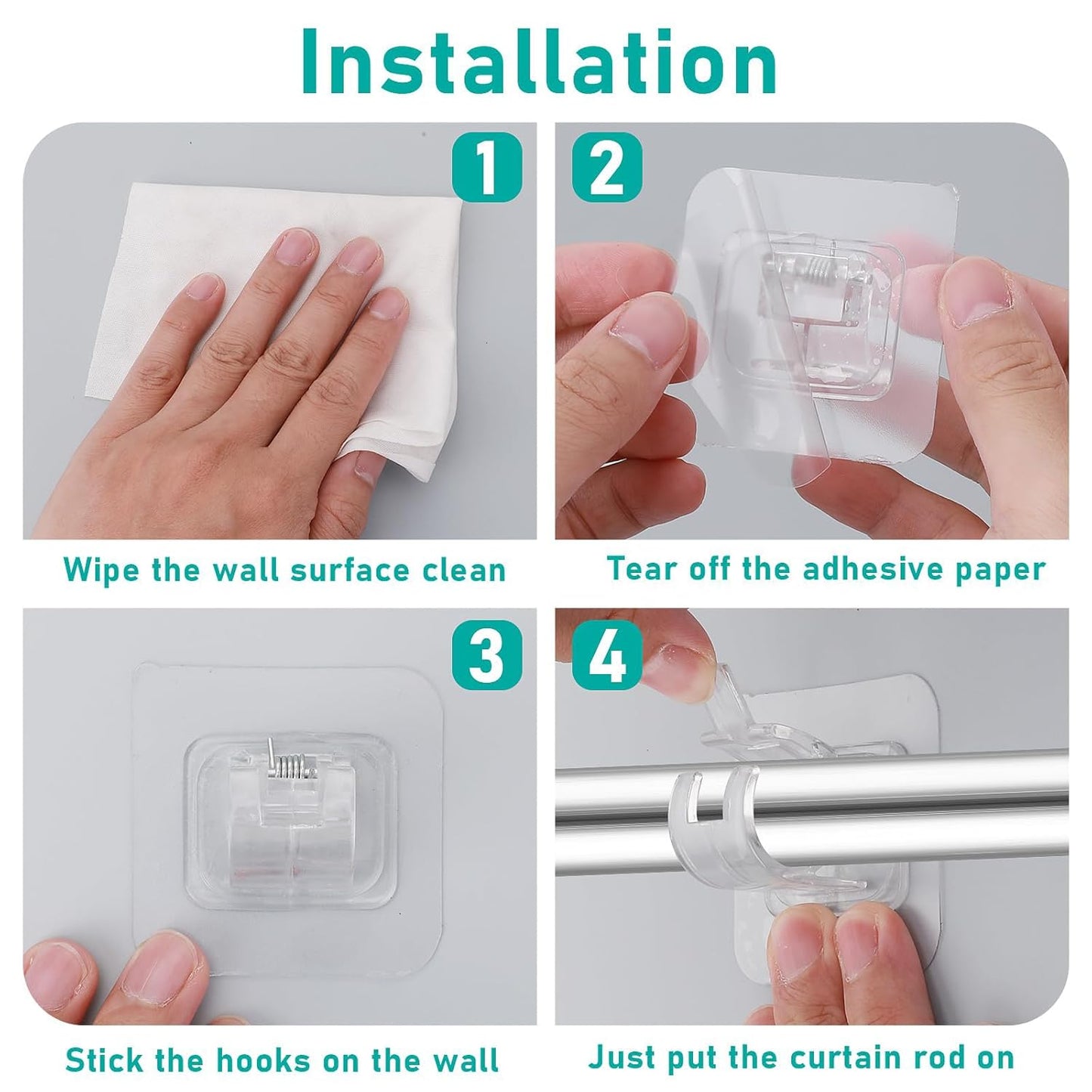 Drill Free Curtain Rod Holder - Self Adhesive Clip |🔥FLAT 50% SAVINGS🔥
