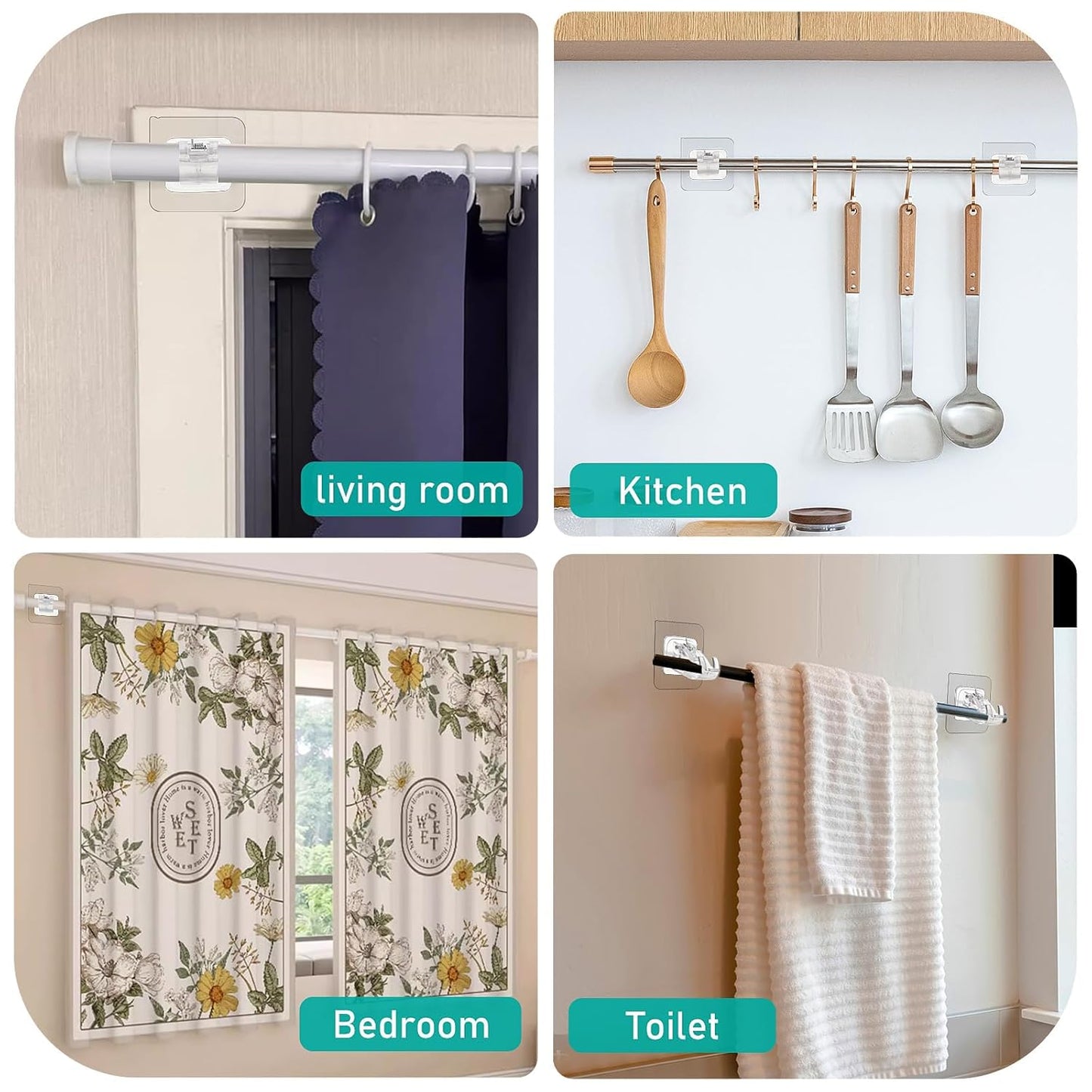 Drill Free Curtain Rod Holder - Self Adhesive Clip |🔥FLAT 50% SAVINGS🔥