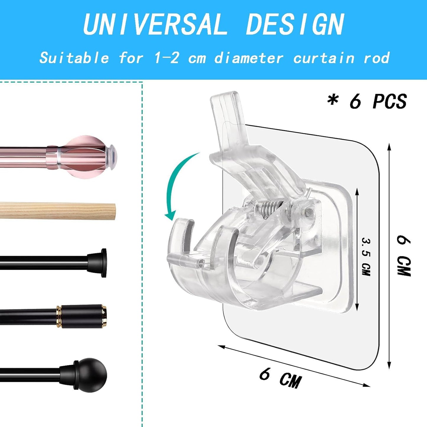 Drill Free Curtain Rod Holder - Self Adhesive Clip |🔥FLAT 50% SAVINGS🔥