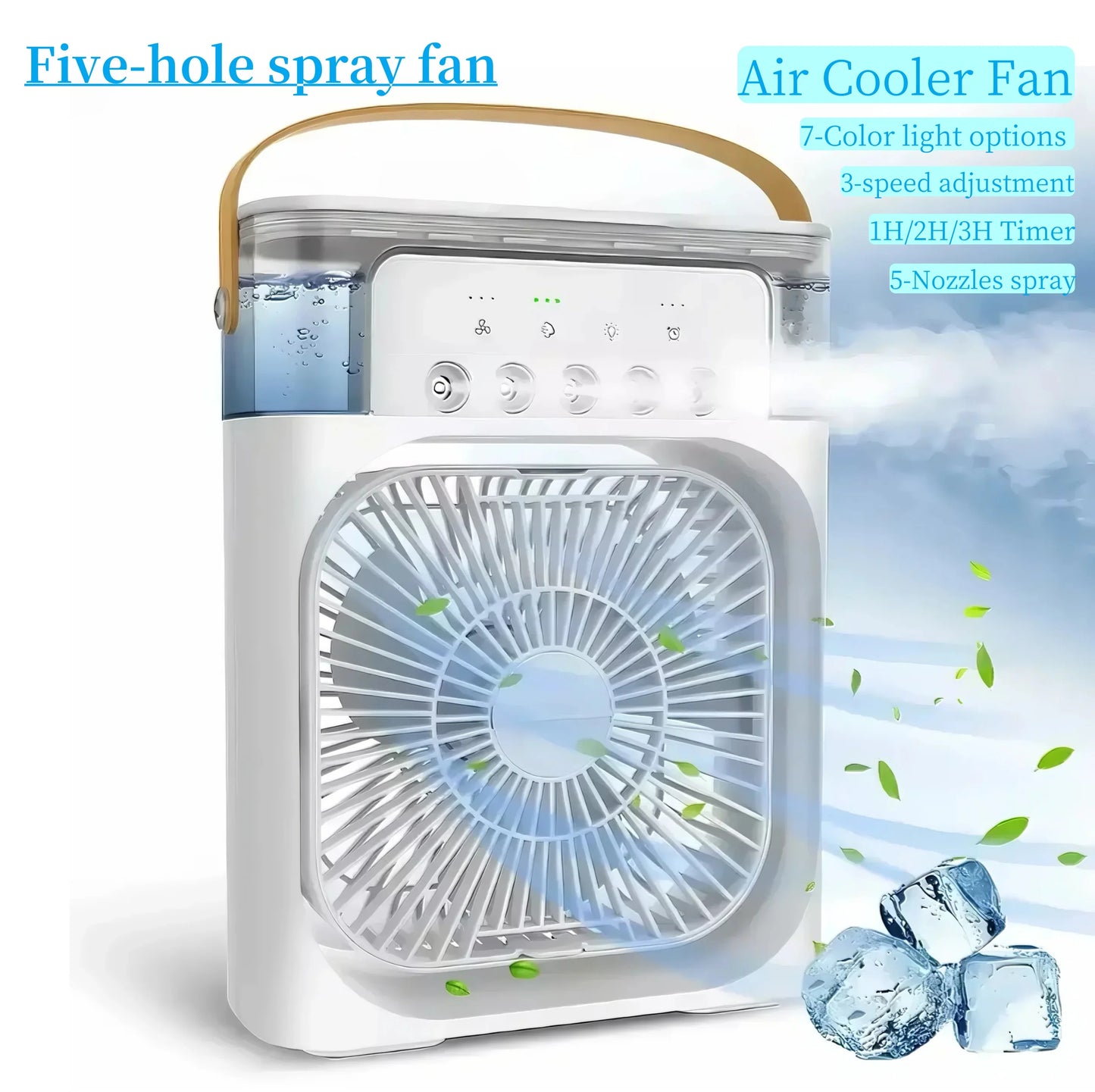 3-in-1 Portable Air Cooler with LED Night Light & Humidifier