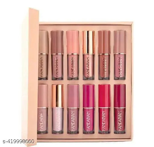 Beauzy™ Velvet Matte Liquid Lipstick Set – Waterproof, Long-Lasting, Non-Stick – 12 Nude Shades Gift Kit for Women